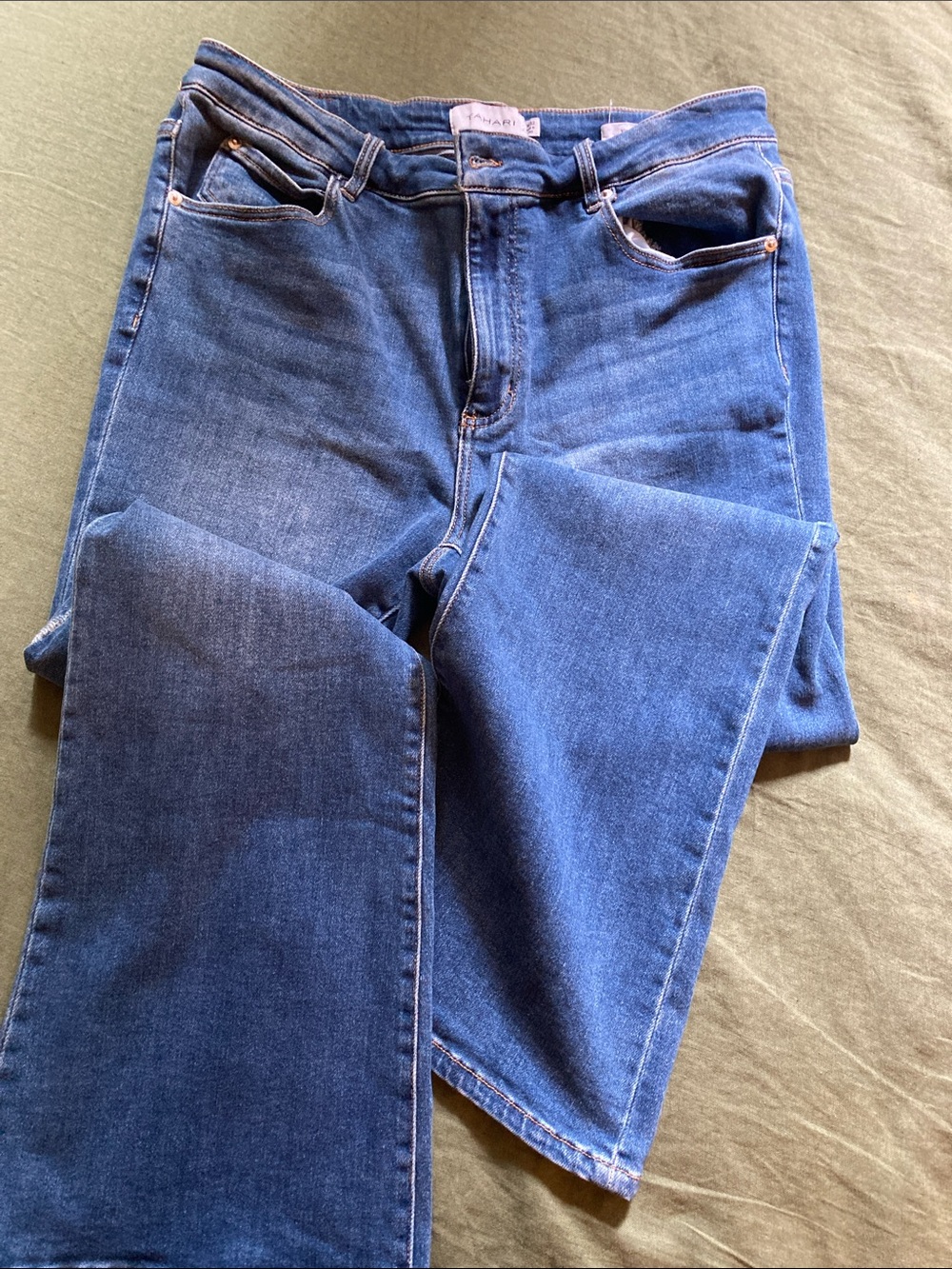 Tahari Blue Denim Flare Jeans